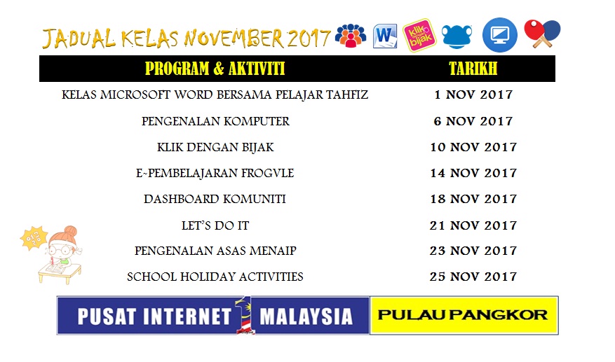 JADUAL KELAS NOV 2017